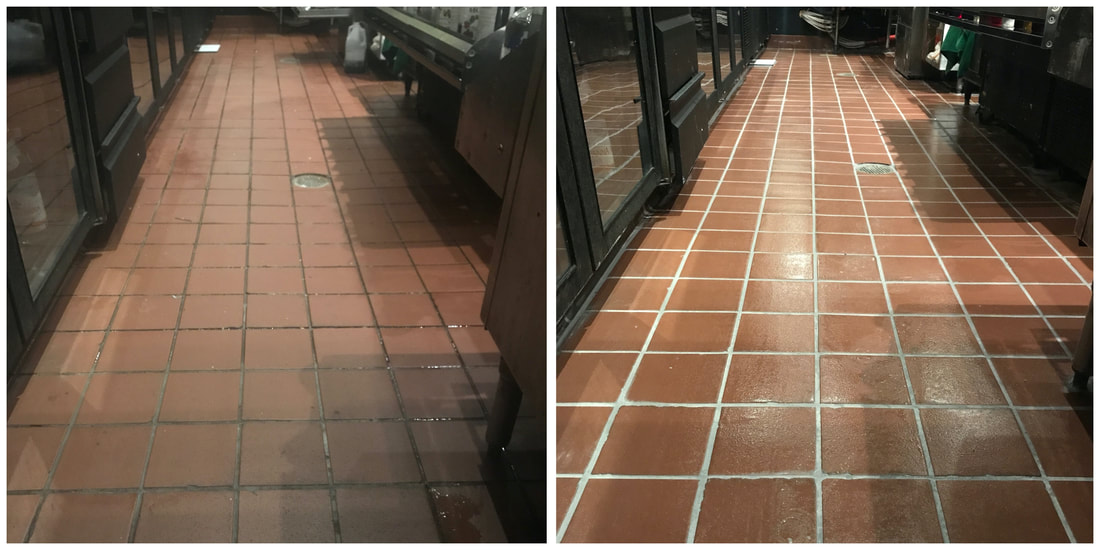 grout before and after of a bar floor