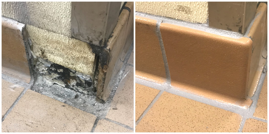 tile repair before and after of restaurant cove base
